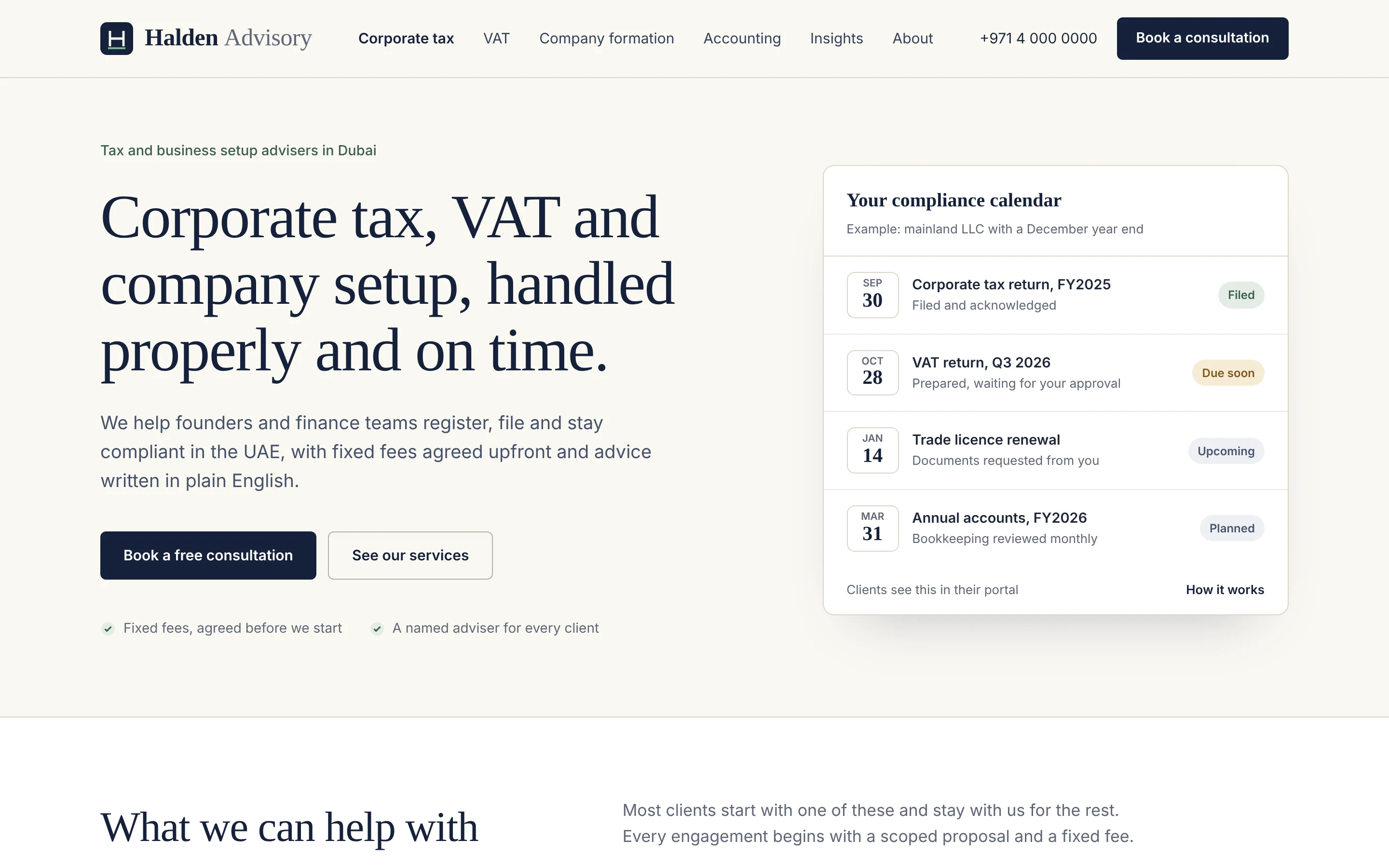 Redesigned homepage with a clear headline, two calls to action and generous spacing